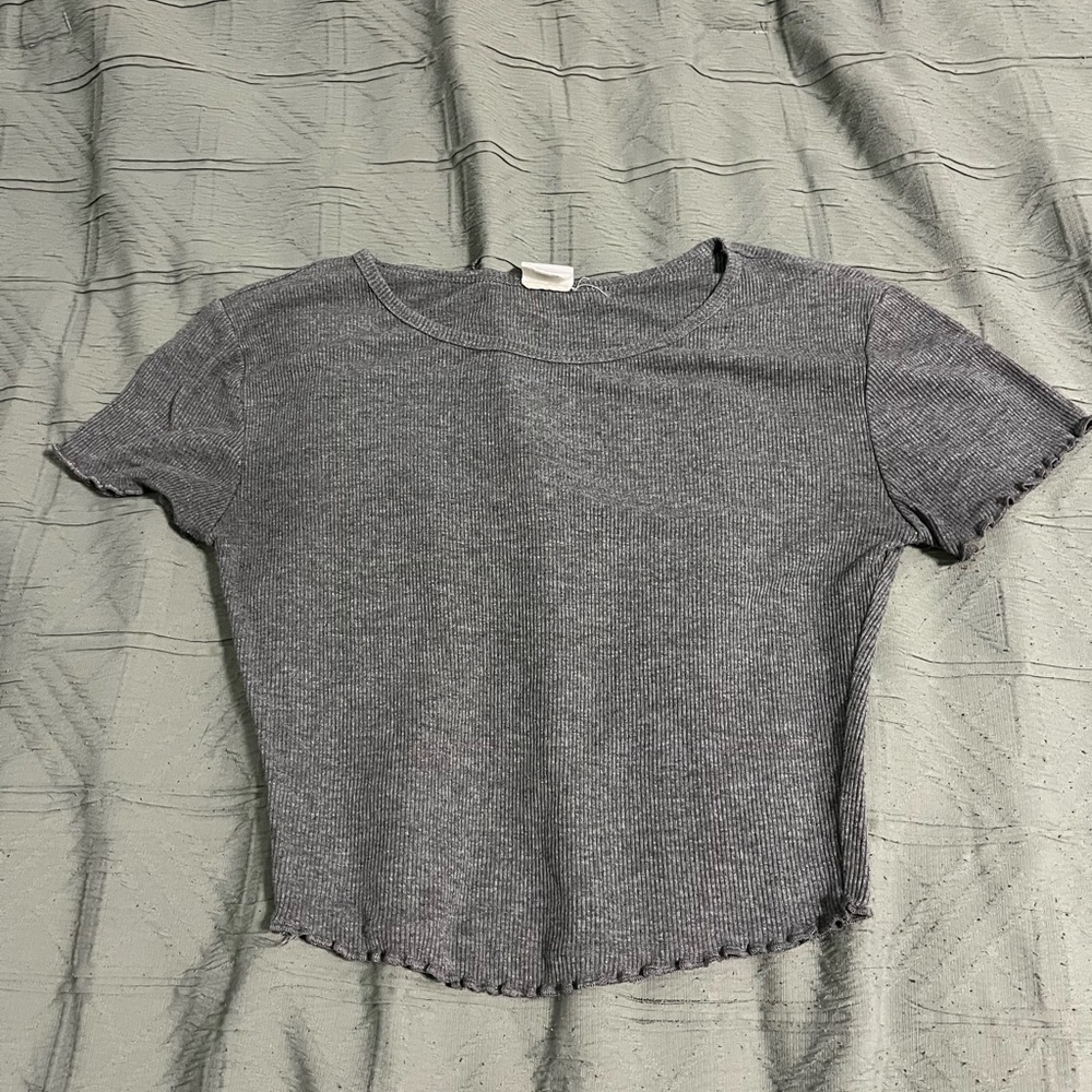 Charcoal Ribbed Crop Top